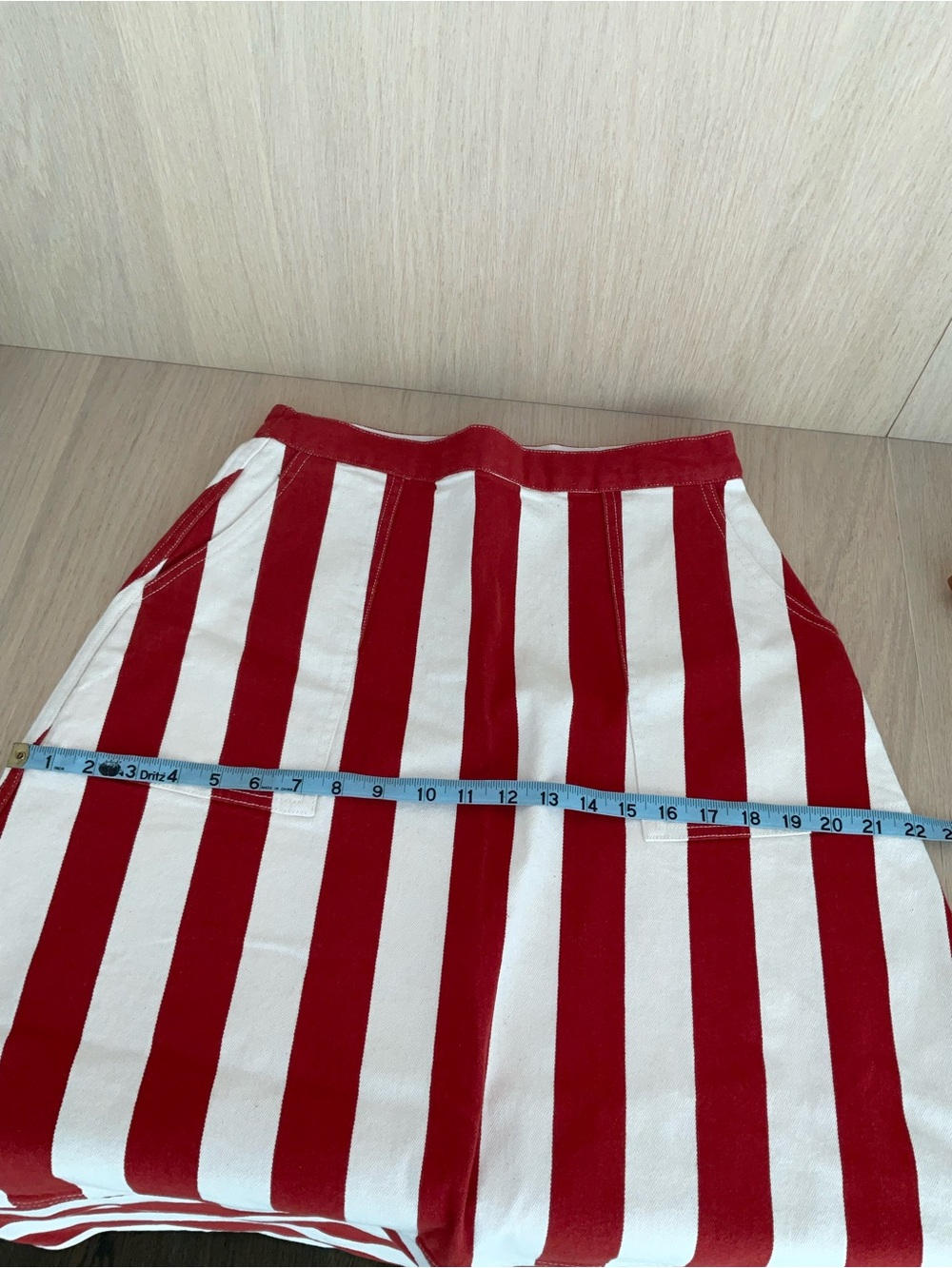 RHODE Nadine Vertical-Strip Midi Skirt with Patch Pockets - Picture 9 of 10